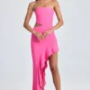 Acelynn Bandeau-Maxikleid mit Cut-outs und Rüschenbesatz in Lollipop Pink