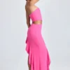 Acelynn Bandeau-Maxikleid mit Cut-outs und Rüschenbesatz in Lollipop Pink