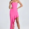 Acelynn Bandeau-Maxikleid mit Cut-outs und Rüschenbesatz in Lollipop Pink