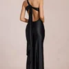 Adelina Asymmetrisches Abendkleid mit Bindeband in Schwarz Adelina Asymmetrisches Abendkleid mit Bindeband in Schwarz