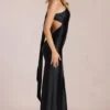 Adelina Asymmetrisches Abendkleid mit Bindeband in Schwarz Adelina Asymmetrisches Abendkleid mit Bindeband in Schwarz