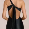 Adelina Asymmetrisches Abendkleid mit Bindeband in Schwarz Adelina Asymmetrisches Abendkleid mit Bindeband in Schwarz