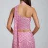 Adhara Verzierter A-Linien-Micro-Mini-Rock mit niedriger Leibhöhe in Rosa