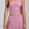 Adhara Verzierter A-Linien-Micro-Mini-Rock mit niedriger Leibhöhe in Rosa