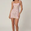 Adia verziertes A-Linien-Minikleid in zartem Rosa
