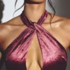 Adriana Samt-Maxikleid mit Neckholder in Weinrot Adriana Samt-Maxikleid mit Neckholder in Weinrot
