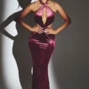 Adriana Samt-Maxikleid mit Neckholder in Weinrot Adriana Samt-Maxikleid mit Neckholder in Weinrot
