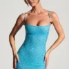Aellin Minikleid mit Verzierungen in Aquablau Aellin Minikleid mit Verzierungen in Aquablau