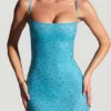 Aellin Minikleid mit Verzierungen in Aquablau Aellin Minikleid mit Verzierungen in Aquablau