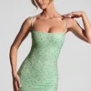 Aellin verziertes, figurbetontes Minikleid in Pistazie Aellin verziertes, figurbetontes Minikleid in Pistazie
