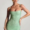 Aellin verziertes, figurbetontes Minikleid in Pistazie Aellin verziertes, figurbetontes Minikleid in Pistazie