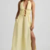 Aeris Rückenfreies Midaxi-Kleid aus Baumwollpopeline in Zitronengelb Aeris Rückenfreies Midaxi-Kleid aus Baumwollpopeline in Zitronengelb