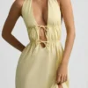Aeris Rückenfreies Midaxi-Kleid aus Baumwollpopeline in Zitronengelb Aeris Rückenfreies Midaxi-Kleid aus Baumwollpopeline in Zitronengelb