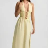 Aeris Rückenfreies Midaxi-Kleid aus Baumwollpopeline in Zitronengelb Aeris Rückenfreies Midaxi-Kleid aus Baumwollpopeline in Zitronengelb