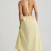 Aeris Rückenfreies Midaxi-Kleid aus Baumwollpopeline in Zitronengelb Aeris Rückenfreies Midaxi-Kleid aus Baumwollpopeline in Zitronengelb