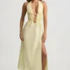 Aeris Rückenfreies Midaxi-Kleid aus Baumwollpopeline in Zitronengelb Aeris Rückenfreies Midaxi-Kleid aus Baumwollpopeline in Zitronengelb