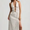 Aeris rückenfreies Midaxi-Kleid aus Baumwollpopeline mit Rosenprint Aeris rückenfreies Midaxi-Kleid aus Baumwollpopeline mit Rosenprint