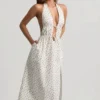Aeris rückenfreies Midaxi-Kleid aus Baumwollpopeline mit Rosenprint Aeris rückenfreies Midaxi-Kleid aus Baumwollpopeline mit Rosenprint