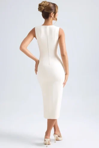 Aiko Midaxi-Kleid mit Herzausschnitt in Elfenbein