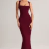 Ainslee Midi-Kleid aus Modal mit quadratischem Ausschnitt in Weinrot Ainslee Midi-Kleid aus Modal mit quadratischem Ausschnitt in Weinrot