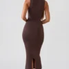 Ainslee Midi-Kleid mit quadratischem Ausschnitt in Schokoladenbraun Ainslee Midi-Kleid mit quadratischem Ausschnitt in Schokoladenbraun