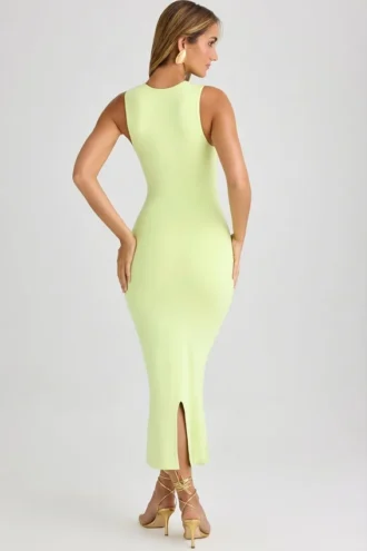 Ainslee Modal-Midi-Kleid mit quadratischem Ausschnitt in Matcha-Grün