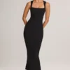 Ainslee Modal-Midi-Kleid mit quadratischem Ausschnitt in Schwarz Ainslee Modal-Midi-Kleid mit quadratischem Ausschnitt in Schwarz
