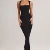 Ainslee Modal-Midi-Kleid mit quadratischem Ausschnitt in Schwarz Ainslee Modal-Midi-Kleid mit quadratischem Ausschnitt in Schwarz