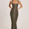Ainslee Modal-Midi-Kleid mit quadratischem Ausschnitt und Leopardenmuster