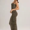 Ainslee Modal-Midi-Kleid mit quadratischem Ausschnitt und Leopardenmuster