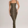 Ainslee Modal-Midi-Kleid mit quadratischem Ausschnitt und Leopardenmuster