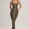 Ainslee Modal-Midi-Kleid mit quadratischem Ausschnitt und Leopardenmuster