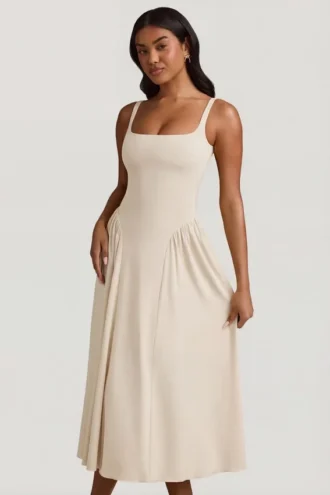 Aireen Modal A-Linien-Midaxi-Kleid in Elfenbein