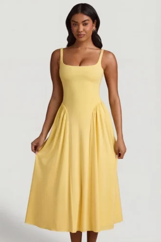 Aireen Modal A-Linien-Midaxi-Kleid in Pastellgelb