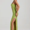 Alamea Bandeau-Maxikleid mit Cut-outs und Verzierungen in Birnengrün Alamea Bandeau-Maxikleid mit Cut-outs und Verzierungen in Birnengrün