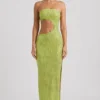 Alamea Bandeau-Maxikleid mit Cut-outs und Verzierungen in Birnengrün Alamea Bandeau-Maxikleid mit Cut-outs und Verzierungen in Birnengrün