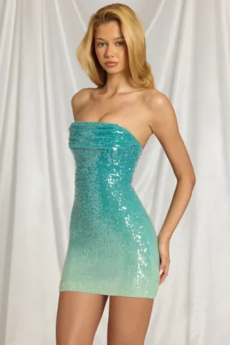 Alessi Bandeau-Minikleid in Blau Ombré