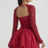 Aletta Minikleid mit verziertem Bubble-Saum in Rot