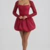 Aletta Minikleid mit verziertem Bubble-Saum in Rot