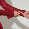 Aletta Minikleid mit verziertem Bubble-Saum in Rot