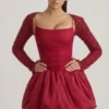 Aletta Minikleid mit verziertem Bubble-Saum in Rot