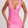 Allani Vinyl-Minikleid mit tiefem Ausschnitt in Rosa Allani Vinyl-Minikleid mit tiefem Ausschnitt in Rosa