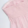 Alma Crop-Top aus Baumwollpopeline mit Bindeband vorne in Rosa-Weiß-Streifen