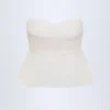 Alma Crop-Top aus Baumwollpopeline mit Bindeband vorne und ohne Träger in Weiß