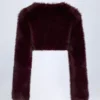 Almerinda Bolero aus Kunstfell in Weinrot