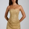 Amalina verziertes Bandeau-Minikleid in A-Linie in Gold Amalina verziertes Bandeau-Minikleid in A-Linie in Gold
