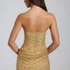 Amalina verziertes Bandeau-Minikleid in A-Linie in Gold Amalina verziertes Bandeau-Minikleid in A-Linie in Gold