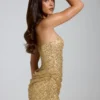 Amalina verziertes Bandeau-Minikleid in A-Linie in Gold Amalina verziertes Bandeau-Minikleid in A-Linie in Gold