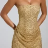 Amalina verziertes Bandeau-Minikleid in A-Linie in Gold Amalina verziertes Bandeau-Minikleid in A-Linie in Gold