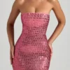 Amaya verziertes trägerloses Bandeau-Maxikleid in Wassermelone Amaya verziertes trägerloses Bandeau-Maxikleid in Wassermelone